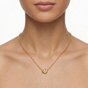 TIFFANY & CO Elsa Peretti Full Heart Pendant 16" Necklace 18k Gold AUTHENTIC